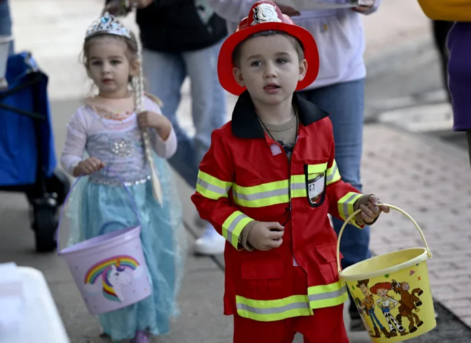 Trick or treating in downtown Fort Dodge
